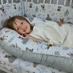 MimiNu - Cosulet bebelus pentru dormit cu doua fete, Baby Nest 105x66 cm, Husa 100% bumbac, Cu salteluta din burete, Detasabila, Lulu Rose/Grey