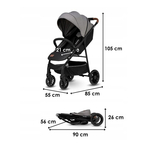 Lionelo - Carucior sport Zoey, De la nastere, Cu accesorii, Cadru din aluminiu, 0- 15 kg, Gri