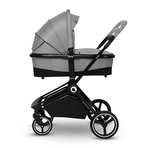 Lionelo - Carucior compact Mika, 2 in 1, Cadru din aluminiu, Cu landou intarit si salteluta moale, Reversibil, Maner ajustabil, Huse pentru picioare, Plasa de tantari, Husa de ploaie, Pana la 22 kg, Gri Deschis