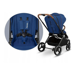 Lionelo - Carucior compact Mika, 2 in 1, Cadru din aluminiu, Cu landou intarit si salteluta moale, Reversibil, Maner ajustabil, Huse pentru picioare, Plasa de tantari, Husa de ploaie, Pana la 22 kg, Albastru