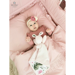 MimiNu - Lanka, Jucarie textila moale pentru bebelusi, Cu doua fete, 45 x 27 cm, Sweet Deer Pink