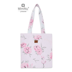 MimiNu - Sacosa textila Maxi, Pentru mamici, 38x40 cm, Din bumbac, Peonie Pink