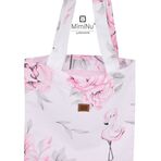 MimiNu - Sacosa textila Mini, Pentru fetite, 24x30 cm, Din bumbac, Peonie Pink
