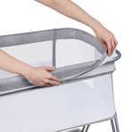 Lionelo - Patut co-sleeper Luna, 2 in 1, Cu laterala culisanta, Cu setare unghiulara, Cu roti, Reglabil in 6 pozitii pe inaltime, Gri deschis