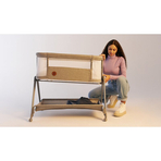 Lionelo - Patut co-sleeper Luna, 2 in 1, Cu laterala culisanta, Cu setare unghiulara, Cu roti, Reglabil in 6 pozitii pe inaltime, Gri deschis