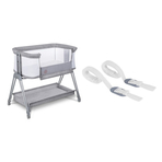 Lionelo - Patut co-sleeper Luna, 2 in 1, Cu laterala culisanta, Cu setare unghiulara, Cu roti, Reglabil in 6 pozitii pe inaltime, Gri deschis