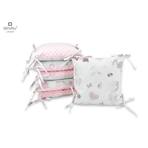 MimiNu - Aparatoare cu 6 pernute modulare, Cu doua fete, Cu fermoar, Cu husa detasabila si lavabila, Pentru patut 120X60 cm, Din bumbac 100% si tesatura pufoasa Minky, Minky Baby Shower Pink