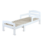 Patut extensibil YappyGrow din lemn de mesteacan, Cu bariere de protectie, De la 1.5 ani pana la 18 ani, YappyKids, 140-190x70 cm, Alb