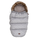 Sac de iarna pentru carucior, Polar, 100x55 cm, Impermeabil, Cu guler detasabil din blanita, Cu interior din fleece, FreeON, Grey Dots