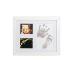 Baby HandPrint - Kit amprente mulaj cu cerneala gri, Pentru manuta si piciorus, Tiny Memories Frame, Non-toxic, 10x15 cm, Alb