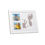 Baby HandPrint - Kit amprente mulaj cu cerneala gri, Pentru manuta si piciorus, Tiny Memories Frame, Non-toxic, 10x15 cm, Alb