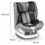 Lionelo - Scaun auto Oliver Stone Spatar reglabil, Protectie laterala, Top Tether, 9-36 Kg, cu Isofix, Gri