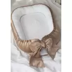Suport de dormit Babynest Premium Bumbac Organic si Catifea Bej cu Funda by BabyLy, 80x50 cm