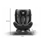 Lionelo - Scaun auto Bastiaan RWF Pozitie de somn, Protectie laterala, Rotire 360 grade, 0-36 Kg, Cu Isofix si Centura Top Tether, Conform cu standardul european de securitate ECE R44/04, Negru