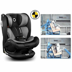 Lionelo - Scaun auto Bastiaan RWF Pozitie de somn, Protectie laterala, Rotire 360 grade, 0-36 Kg, Cu Isofix si Centura Top Tether, Conform cu standardul european de securitate ECE R44/04, Negru