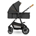 Lionelo - Carucior compact Amber, 2 in 1, Cadru din aluminiu, Cu landou intarit si salteluta moale, Reversibil, Maner ajustabil, Huse pentru picioare, Plasa de tantari, Husa de ploaie, Geanta parinti, Pana la 22 kg, Gri Inchis