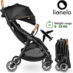 Lionelo - Carucior sport Julie One, De la nastere, Cu accesorii, Cadru din aluminiu, 0-22 kg, Negru