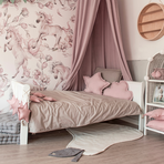 Pat din lemn masiv pentru Junior Noble Alb 160 80 cm