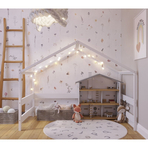 Casuta de joaca din lemn certificat FSC, In stil scandinav YappyHytte House, YappyKids, 169x89x135 cm, Alb