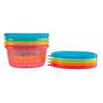 Nuby - Set de masa, 300 ml, 3 luni+, Cu 4 recipiente, 4 capace, 2 linguri, Multicolor