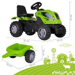 Tractor cu pedale si remorca, MalPlay, verde