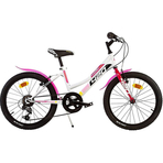 Bicicleta copii Dino Bikes 20 MTB fete Sport alb cu 6 viteze
