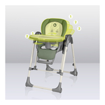 Lionelo - Scaun de masa si balansoar, 2 in 1, Laurice, Transformabil, Multifunctional, Inaltime si spatar reglabile, Cu melodii de leagan, 0 luni+, Conform cu standardele europene de securitate EN 14988, EN 16120, Verde