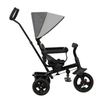 Tricicleta 5 in 1, MoMi IRIS Grey, Scaun rotativ 360°, Suport pentru picioare detasabil, Maner telescopic, Cos pentru jucarii, Materiale usor de curatat