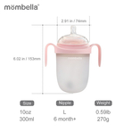 Biberon Anticolici Mombella Breast-Like, 300ml, Tetina 360° XL Flux Consistent, 100% Silicon, Old Roze