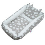 Set 3 piese, Baby Nest multifunctional, Cu paturica si pernuta cu urechi, New Baby, Cloud Grey