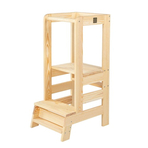 Inaltator Learning Tower Ajustabil, Ajutor de bucatarie MeowBaby  , lemn natur