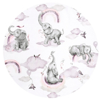 Qmini - Lenjerie patut 3 piese, Cu protectie laterala, Din bumbac certificat Oeko Tex Standard 100, Pentru patut 120x60 cm, Elephants on Rainbow Pink