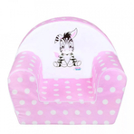 Fotoliu din burete pentru copii, cu imprimeu zebra, New Baby, roz