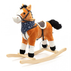 Calut balansoar cu efecte de miscarea gurii si a cozii, cu efecte sonore de cowboy si galop, Baby Mix, maro deschis