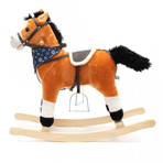 Calut balansoar cu efecte de miscarea gurii si a cozii, cu efecte sonore de cowboy si galop, Baby Mix, maro deschis