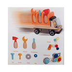 Joueco - Banc de lucru in camion, Cu posibilitate de a realiza mai multe forme din piesele componente, Din lemn certificat FSC, 3 ani+, Multicolor