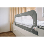 Bariera de protectie pentru pat bebe, Rabatabila, Instalare usoara, Dimensiune 135 x 57 cm, FreeON, Little Stars, Grey