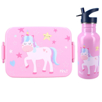 Set cutie alimente 16x13x5 cm si bidon inox 500 ml PrÃªt pink Unicorn