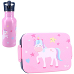 Set cutie alimente 16x13x5 cm si bidon inox 500 ml PrÃªt pink Unicorn