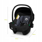 Lionelo - Soica auto i-Size Astrid, 0-13 Kg, 40-87 cm, Cu maner si capotina reglabile, Cu protectie laterala avansata, Salteluta confortabila , Conform cu standardul european de securitate R129, Negru/Gri