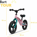 Bicicleta fara pedale, Lionelo, Bart Tour, Usoara, Cu cadru din magneziu, Cu ghidon si sa reglabile, Greutate 3.8 Kg, 12 inch, Conform cu standardul european de securitate EN71, Pink Bubblegum