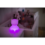 Lampa de veghe, Nattou, Cu senzor care detecteaza plansul bebelusui si calmeaza vizual, Cu 7 culori diferite si 4 intensitati, Durata de iluminare pana la 12h, Incarcare prin cablu USB, Silicon, Fara BPA, Ursulet, 0 luni+, Multicolor