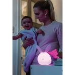 Lampa de veghe, Nattou, Cu senzor care detecteaza plansul bebelusui si calmeaza vizual, Cu 7 culori diferite si 4 intensitati, Durata de iluminare pana la 12h, Incarcare prin cablu USB, Silicon, Fara BPA, Iepuras, 0 luni+, Multicolor