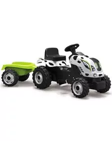 Tractor cu pedale si remorca Smoby Farmer XL alb negru