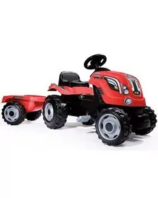 Tractor cu pedale si remorca Smoby Farmer XL rosu