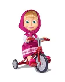 Papusa Simba Masha and the Bear 12 cm Masha cu tricicicleta