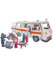 Masina Simba Masha and the Bear Ambulance cu accesorii