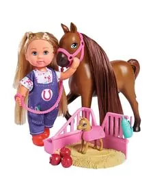 Set Simba Evi Love Doctor Evi Welcome Horse papusa 12 cm cu figurina cal si accesorii
