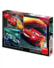 Puzzle 3 in 1 - Cars 3: Cursa cea mare (55 piese)