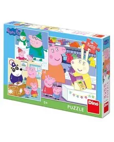 Puzzle 3 in 1 Purcelusa Peppa - Dupa-amiaza fericita (55 piese)
